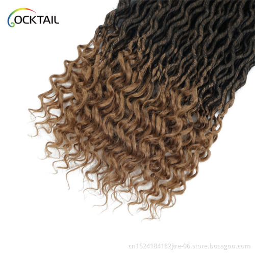 24 inch soft locs, goddess locs crochet braid hair extension with curly end natural